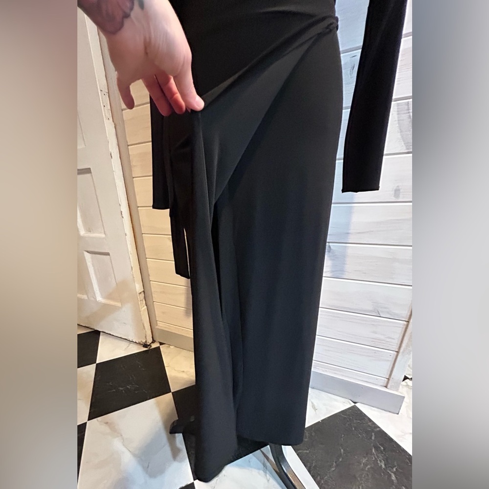 KAMALIKULTURE NORMAKAMALI Black Floor Length Wrap Dress Size XS - Picture 5 of 7